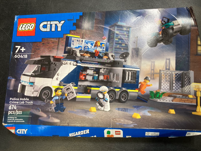 Photo 1 of LEGO City Police Mobile Crime Lab Truck Toy, Pretend Play Police Toy, Includes Quad Bike, 2 Officers, 1 Scientist and 2 Crook Minifigures, Police Truck Toy for Kids Ages 7 Plus, 60418