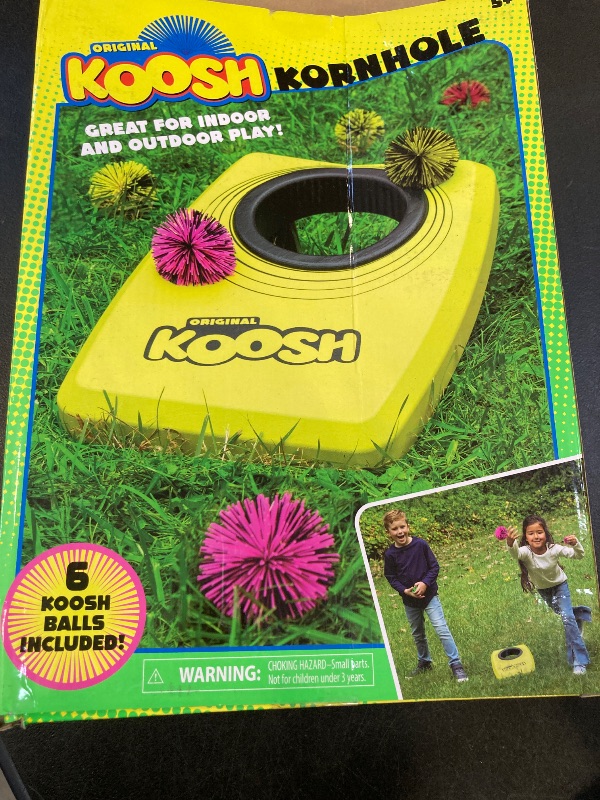 Photo 1 of Koosh Kornhole, Cornhole Set for Kids - Outdoor Toys for Boys and Girls, Perfect for Beginners, Preschool Toys, Easy Storage, 1 Kornhole Board, 6 Balls Included, Ages 5+