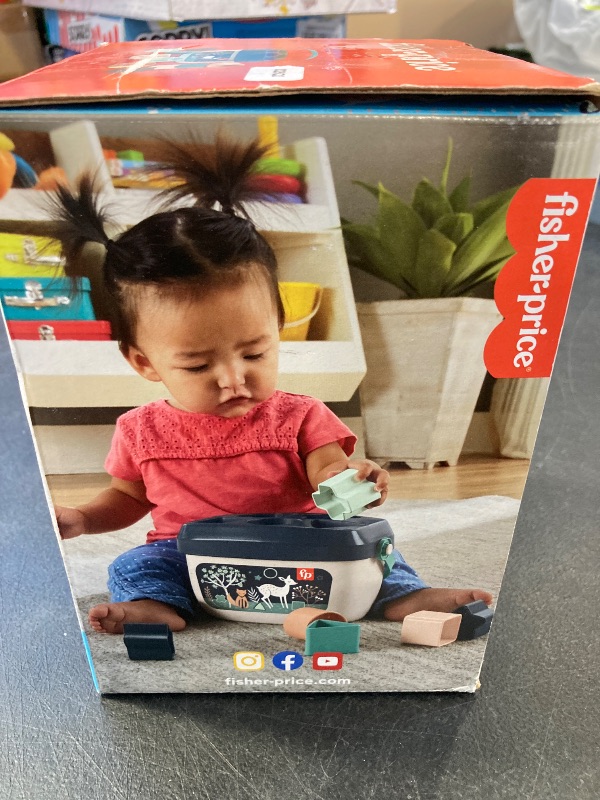 Photo 1 of Fisher-Price Stacking Toy Baby’s First Blocks Set of 10 Shapes for Sorting Play for Infants Ages 6+ Months, Navy Fawn?