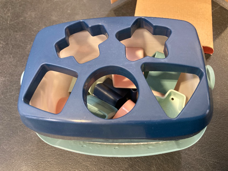 Photo 1 of Fisher-Price Stacking Toy Baby’s First Blocks Set of 10 Shapes for Sorting Play for Infants Ages 6+ Months, Navy Fawn?
