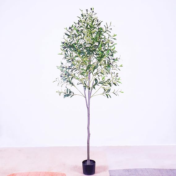 Photo 1 of Artificial Olive Tree Artificial Fake Tree Green Potted with Realistic Fruit, for Modern Home Office Living Room Floor Decor and Housewarming Gift