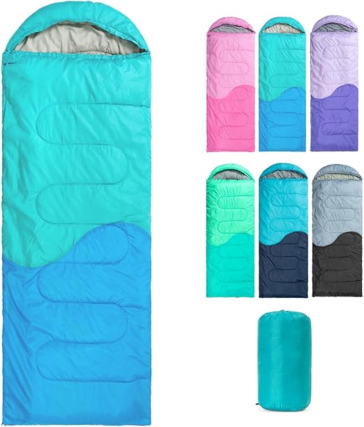 Photo 1 of Sleeping Bag - 3 Seasons for Adults Kids Boys Girls Camping Hiking - Warm Cold Weather Lightweight Portable with Compression Bag for Backpacking in Spring, Summer, Fall and Winter