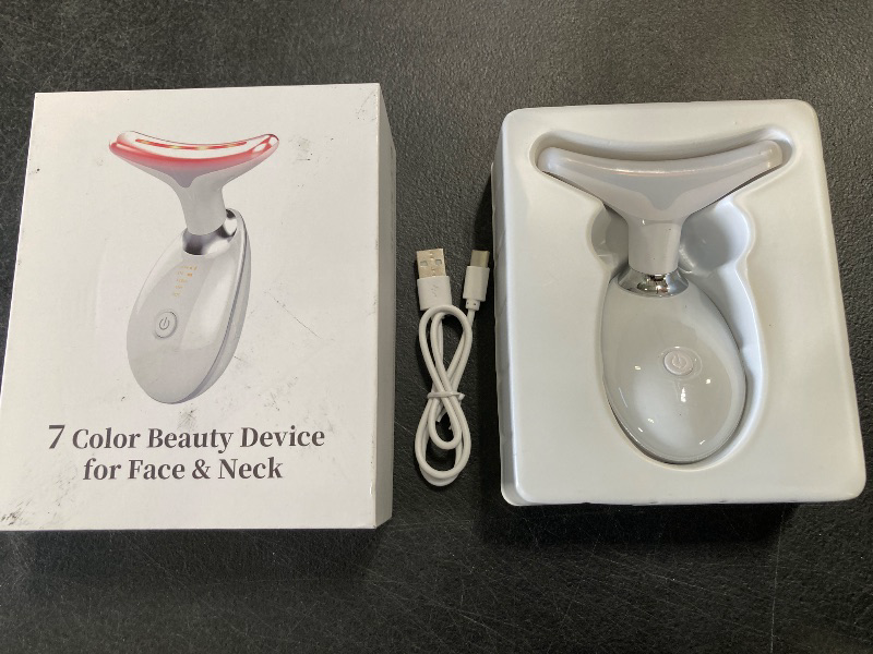 Photo 1 of Red Light Therapy for Face, 7 Color LED Facial Light Therapy Wand for Skin Care at Home Blue Light Therapy Face Massager Tool for Face, Neck (White)