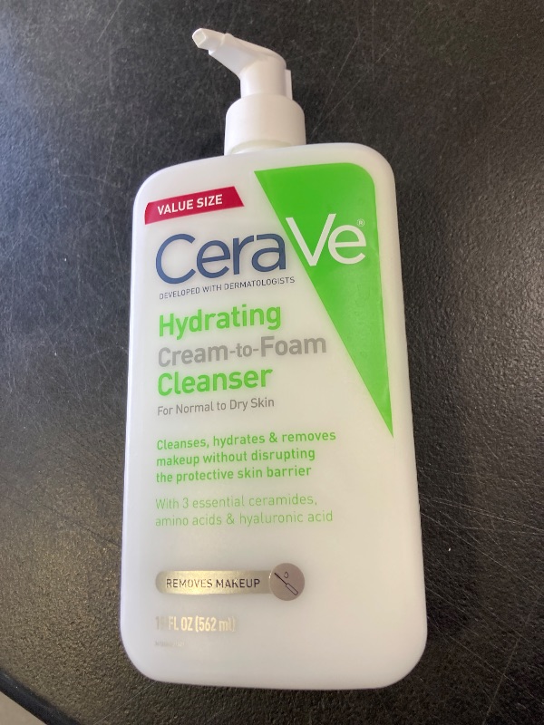 Photo 1 of CeraVe Hydrating Facial Cleanser, Moisturizing Face Wash For Dry Skin, Hyaluronic Acid + Ceramides + Glycerin, Hydrating Cleanser For Normal To Dry Skin, National Eczema Association Certified