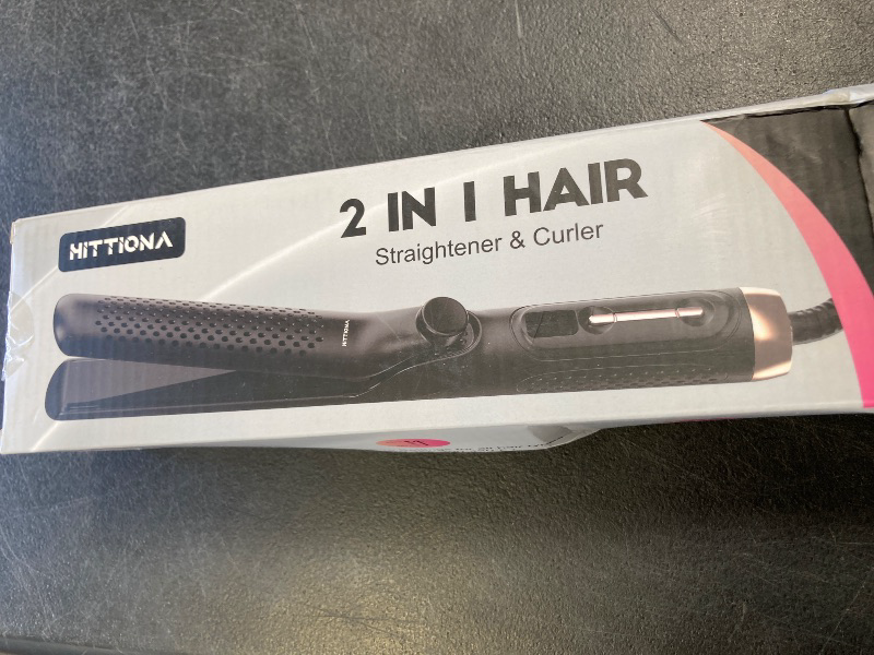 Photo 1 of 360° Airflow Styler Curling Iron - 1.25 Inch Hair Straightener and Curler 2 in 1 with Vented Cool Air to Lock in Style, Extra Long Flat Iron Curling Wand (Black)