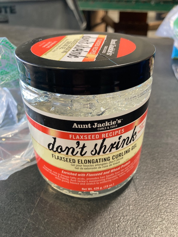Photo 1 of Aunt Jackie's Flaxseed Recipes Don't Shrink Elongating Hair Curling Gel for Natural Curls, Coils and Waves, Helps Prevent Dryness and Flaking, 15 oz