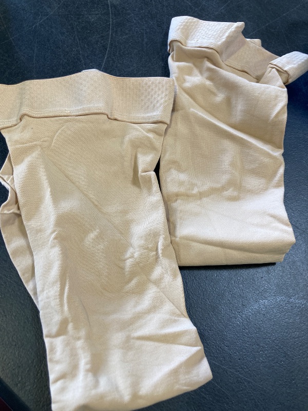 Photo 1 of Amazon Basic Care Medical Compression Stockings, 20-30 mmHg Support, Women & Men Thigh Length Hose, Open Toe, Beige, X-Large (Previously NuVein)