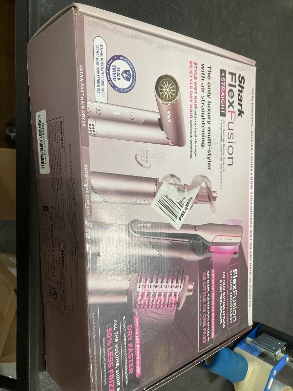 Photo 1 of Shark FlexFusion Hair Straightener & Powerful Hair Dryer with Fusion Hair Brush, Ceramic Air Styler with Auto-Wrap Hair Curlers & Concentrator, Ceramic Plates, Cosmic Blush HD641S