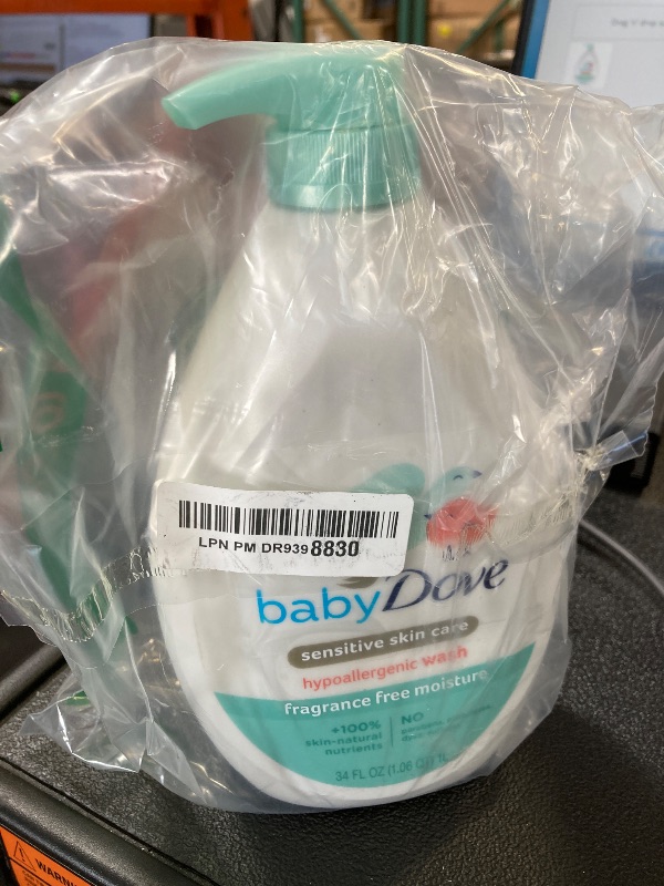 Photo 1 of Baby Dove Sensitive Skin Care Baby Wash Fragrance Free Moisture For Baby Bath Time Fragrance Free and Hypoallergenic, Washes Away Bacteria 34 oz (Pack of 1)