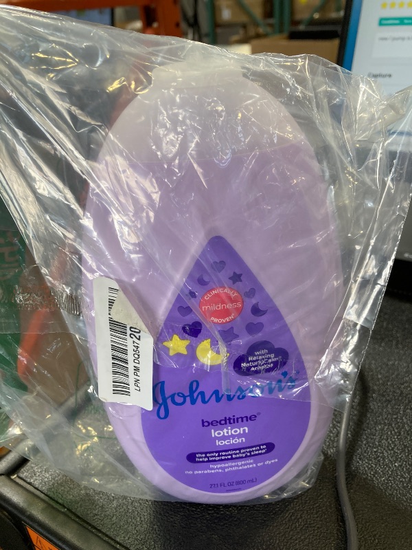 Photo 1 of Johnson's Moisturizing Bedtime Baby Lotion with Coconut Oil & NaturalCalm Aromas to Help Relax Baby, Hypoallergenic & Free of Parabens, Phthalates & Dyes, Mild Baby Skin Care, 27.1 fl. oz
