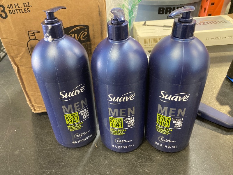 Photo 1 of Suave Shampoo Conditioner Bodywash Men 3 in 1 Citrus & Sandal Wood to Cleanse and Nourish Hair and Skin, 40 oz Pack of 3