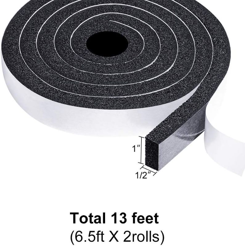 Photo 1 of TORRAMI Maximum Compression Foam Weather Stripping 1 inch W X 1/2 inch T, Seal StripTape for Soundproofing Insulation Total 13 feet (1 Roll of 6.5 Ft )