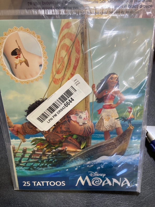 Photo 1 of Disney Moana Tattoo Set - 50 Assorted Temporary Tattoos and Moana Sticker Bundle | Disney Party Supplies for Kids
