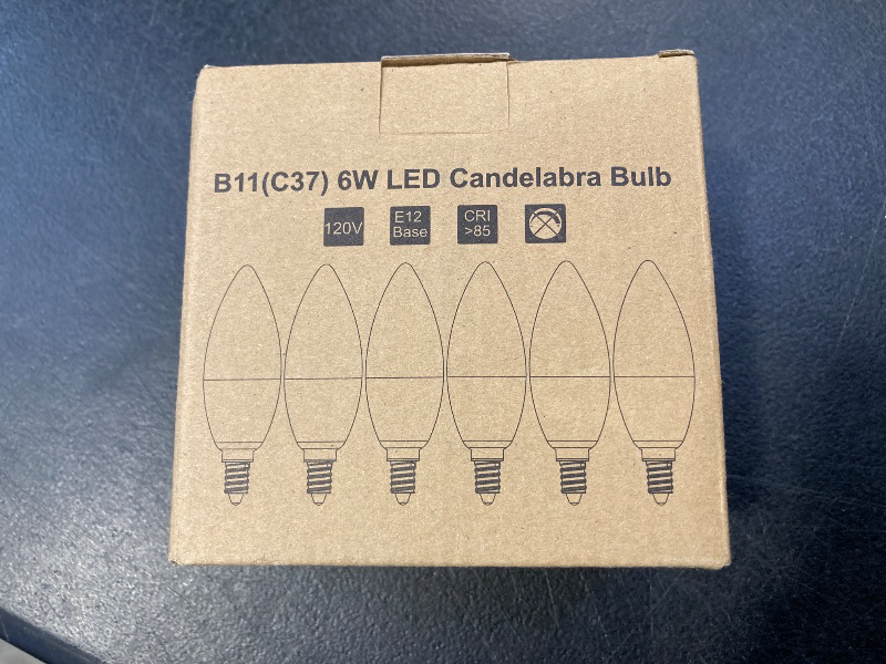 Photo 1 of PARTPHONER E12 LED Light Bulbs B11 Candelabra Bulbs 60W Equivalent, Non-Dimmable 6W LED Candle Chandelier Bulb 600 Lumen, 5000K Daylight White, Pack of 6