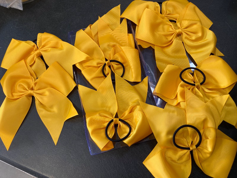 Photo 1 of CN 10pcs 8" Cheer Hair Bows Large White Ponytail Holder Girls Elastic Hair Ties Handmade for Cheerleading Teen Girls College Sports Softball Competition