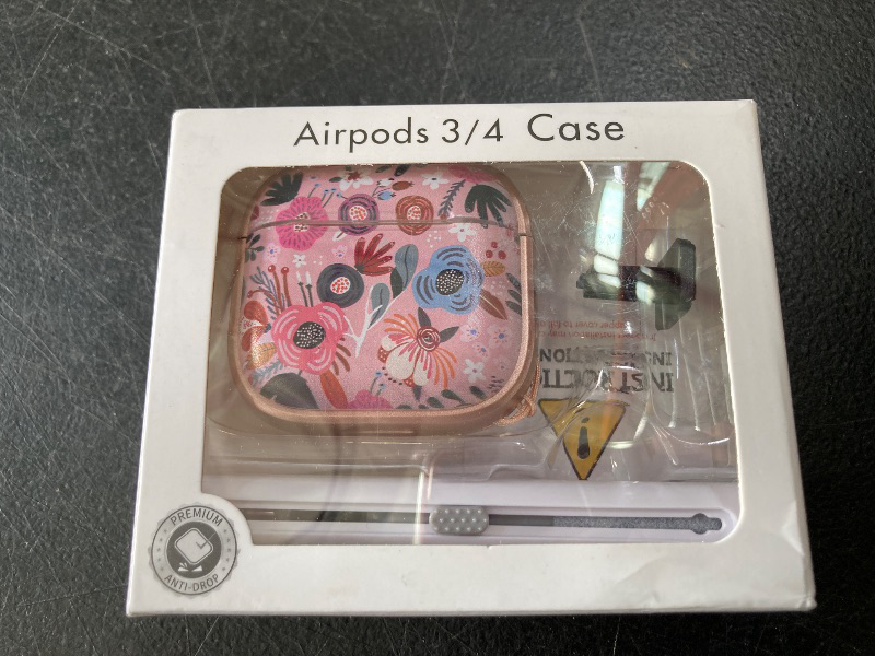 Photo 1 of with Safety Lock for AirPods 4 Case 2024,Floral Cute AirPod 4th Generation Case for Women Girly with Cleaner Kit and Keychain- Pink Flower