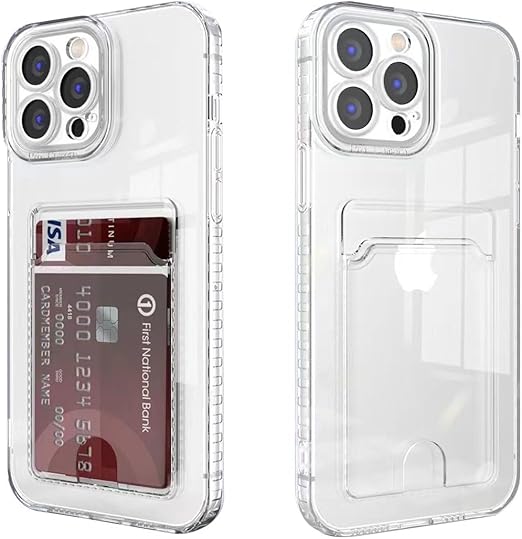 Photo 1 of Compatible with iPhone 15 Pro Max case with Card Holder, Clear Card Slot case, Ultra-Thin, Soft, Shockproof, Credit Card Protective Cover for iPhone 15 Pro Max
