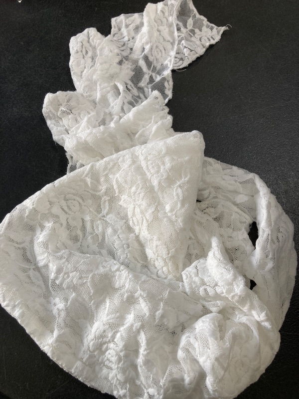 Photo 1 of ABYOVRT Women One Shoulder Lace Top Irregular Hem Backless Crop Tops See Through Sheer Tank Tops Going Out Clubwear (S, White)