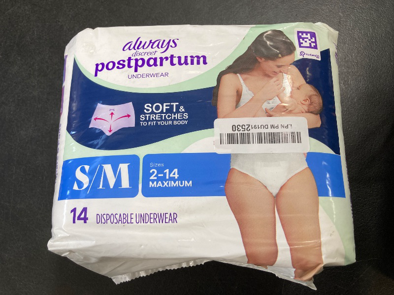 Photo 1 of Always Discreet Postpartum and Adult Incontinence Underwear for Women, Size S/M, Maximum Protection, 14 CT