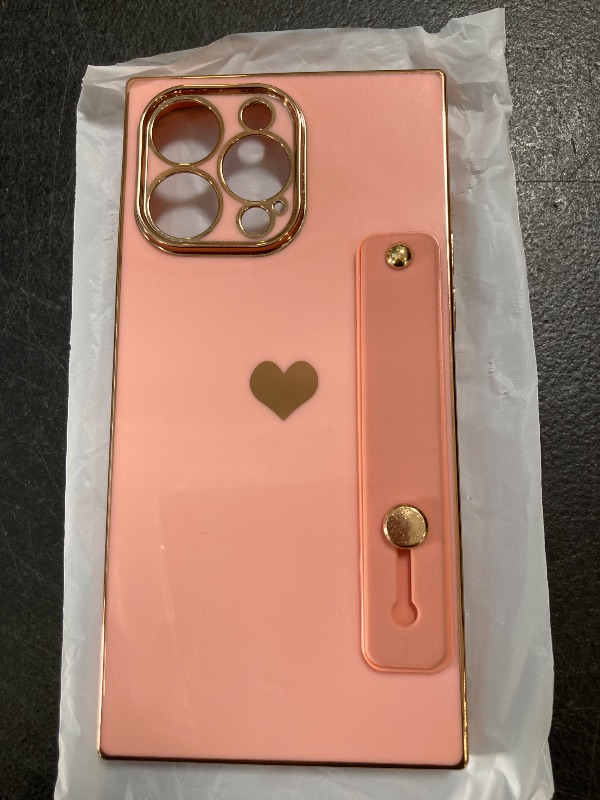 Photo 1 of Petitian for iPhone 14 Pro Max Case with Stand/String, Luxury Cute Women Girls Heart Electroplated Designer Phone Cases for 14 Pro Max