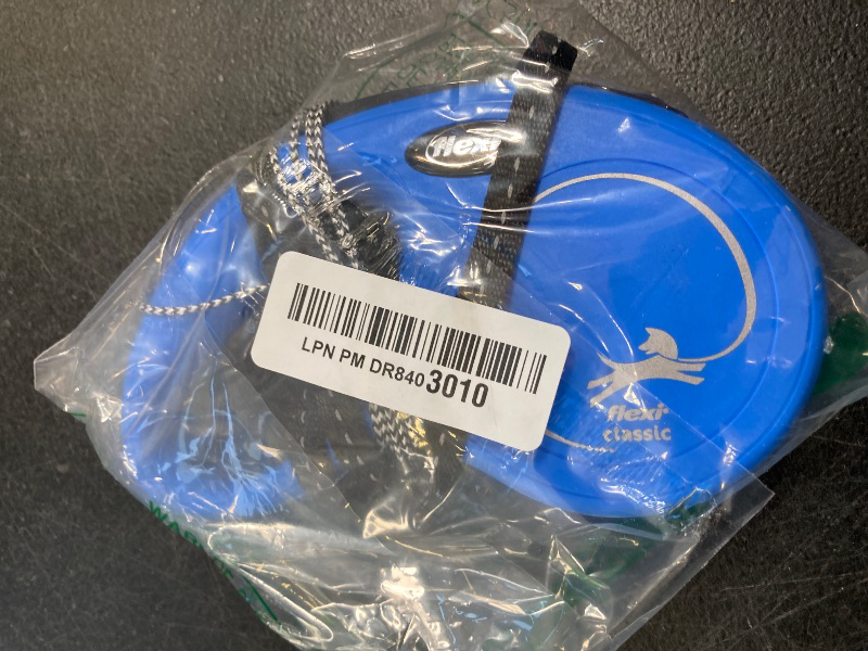 Photo 1 of FLEXI New Classic Cord Retractable Dog Leash for Small Dogs up to 26 lbs. – 16 ft., Blue | Tangle-Free Pet Walking Leash with One-Handed Brake, Pause, Lock|German Quality Product