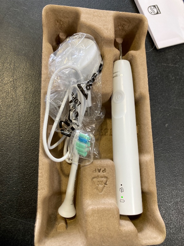 Photo 1 of Philips Sonicare 4100 Rechargeable Electric Toothbrush, with Pressure Sensor, 2 Intensity Settings, SmarTimer and QuadPacer, 14-Day Battery Life, White, Model HX3681/23