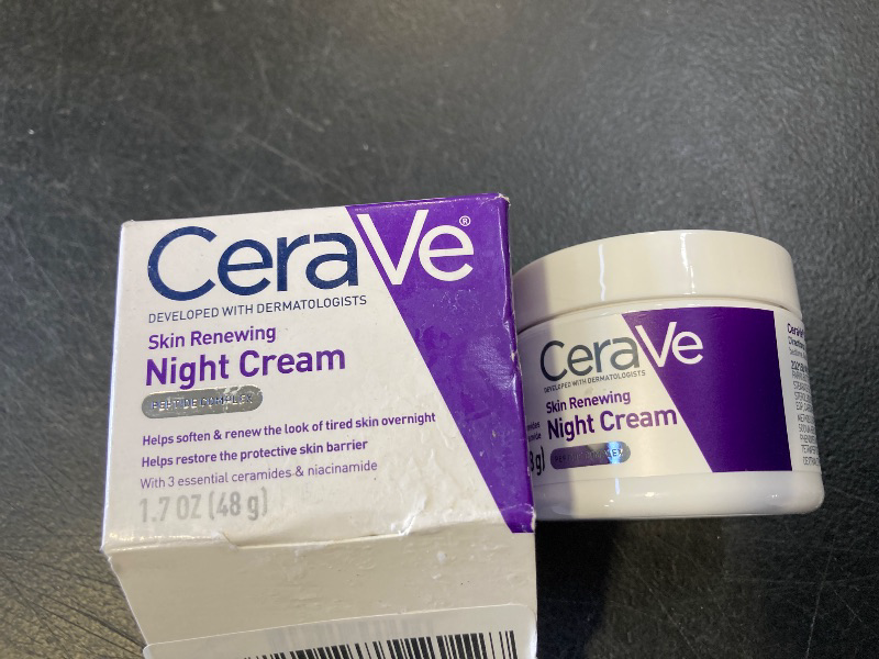 Photo 1 of CeraVe Skin Renewing Night Cream, Niacinamide, Peptide Complex, and Hyaluronic Acid Moisturizer for Face, 1.7 Ounce, Packaging may Vary
