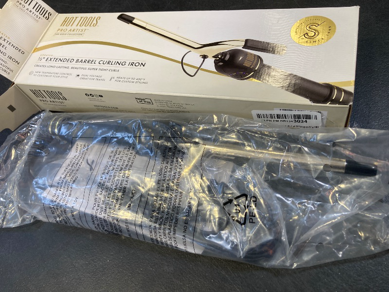 Photo 1 of HOT TOOLS New and Improved 24K Gold Professional 1/2" Extended Barrel Curling Iron with Clamp for Super Tight Curls | 24K Gold Technology for Long-Lasting Results & Longer Barrel for Easy Styling