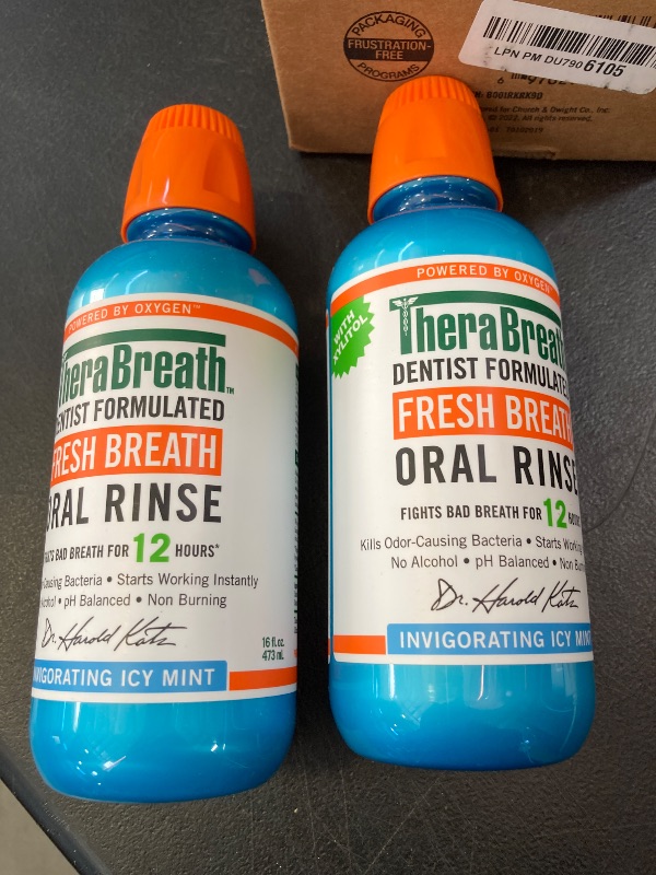 Photo 1 of TheraBreath Fresh Breath Mouthwash, Icy Mint Flavor, Alcohol-Free, 16 Fl Oz (Pack of 2)
