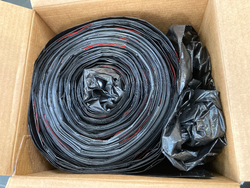 Photo 1 of Amazon Basics 30 Gallon Flextra Strength Multipurpose Drawstring Trash Bags, 20% Post Consumer Recycled, 50 count