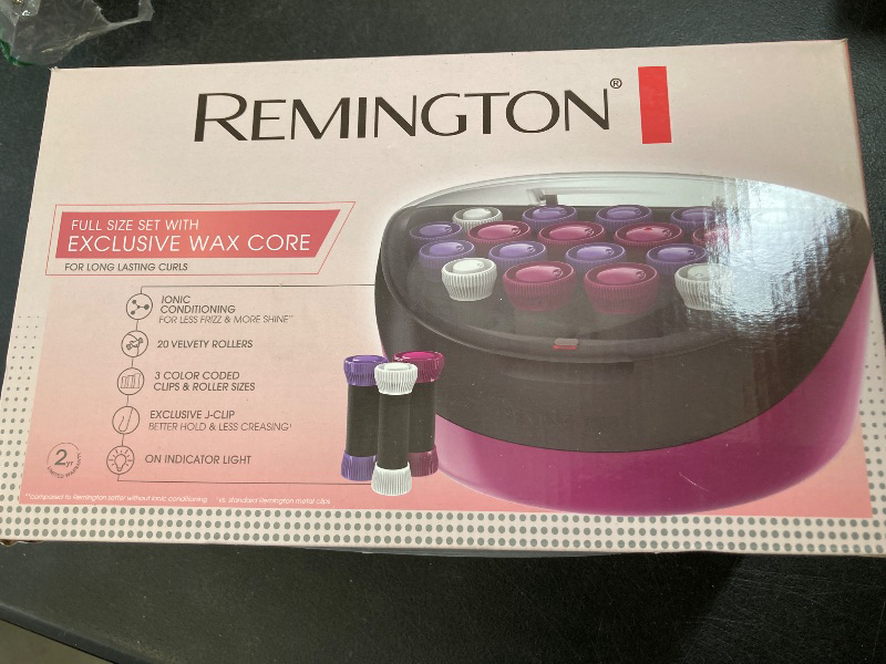 Photo 1 of Remington Ionic Conditioning Hair Setter, 20 Velvet Hair Rollers, 6 Large (1¼”), 10 Medium (1"), 4 Small (¾”), Blowout Style Hair Curlers