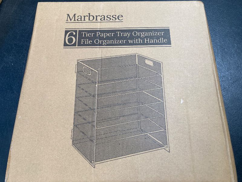 Photo 1 of Marbrasse 6 Tier Paper Organizer Letter Tray - Mesh Desk File Organizer with Handle, Paper Sorter Organizer for Letter/A4 Office File Folder Holder - Black