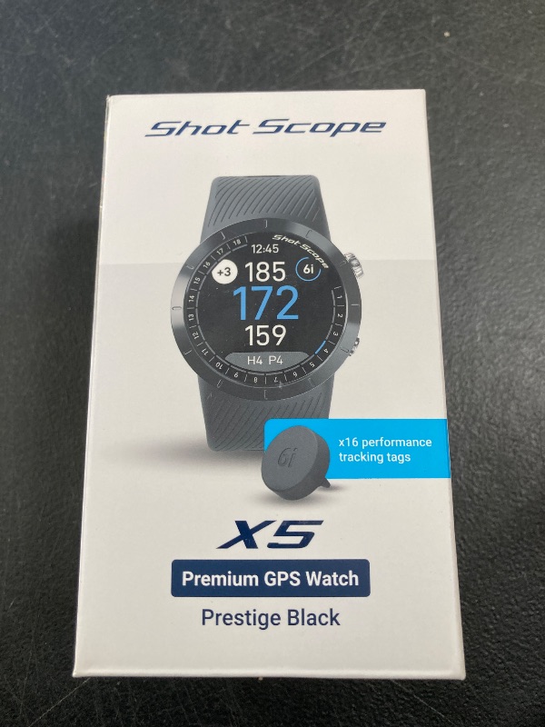 Photo 1 of Shot  X5 Golf GPS Watch - Premium GPS Watch with Automatic Performance Tracking | Distances, Hazards, Doglegs & Layups (Prestige Black)