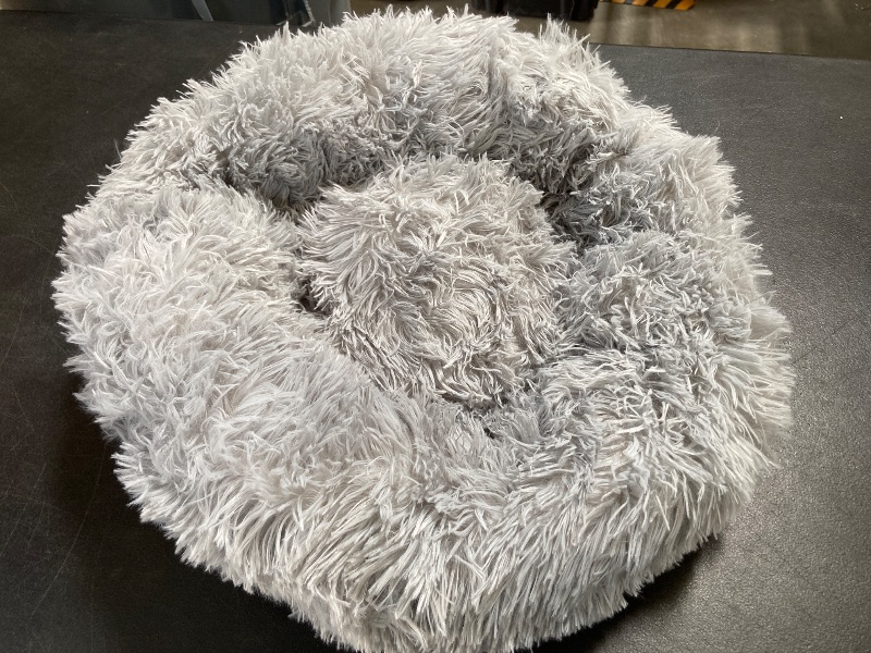 Photo 1 of rabbitgoo Cat Beds for Indoor Cats, 20 inches Cat Bed Machine Washable, Fluffy Round Pet Bed Non-Slip, Calming Soft Plush Donut Cuddler Cushion Self Warming for Small Dogs Kittens, Light Grey, Medium