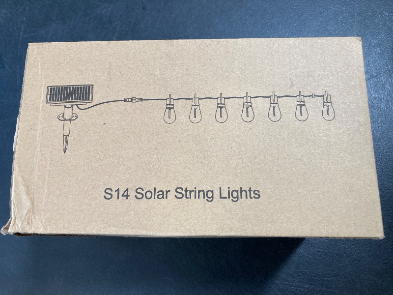 Photo 1 of Brightever Solar Powered Outdoor String Lights with Remote, 27FT Commercial Grade Waterproof Solar Patio Lights, 12+1 Shatterproof LED Bulbs 3 Lighting Modes, Dimmable Solar Lighting for Outside