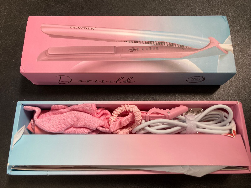 Photo 1 of DORISILK 470°F Hair Straightener Colorful Light, Dual Voltage Flat Iron for European Travel, 1" Professional Salon Ceramic Straightening and Curling Iron Smooth Tech 30s Fast Heat Gift for Women Girls
