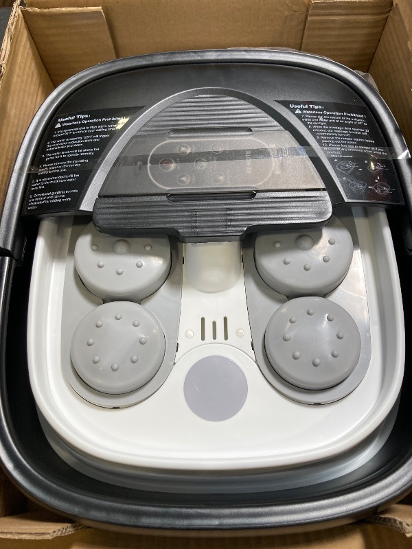 Photo 1 of Foot Spa Collapsible, Foot Bath Massager with Heat, Remote, Timer, and 24 Motorized Shiatsu Massage Balls, Foot Soaking Tub Supports Hot/Cold Water Soaking- BA03H