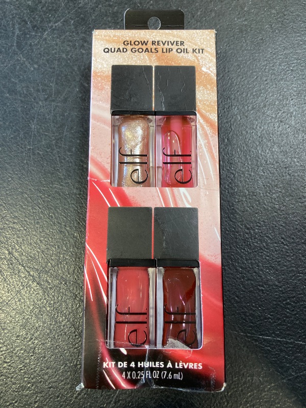 Photo 1 of e.l.f. Glow Reviver Quad Goals Lip Oil Kit, Lip Gloss For A High-Gloss Finish & Sheer Wash Of Color, Non-Sticky, Vegan & Cruelty-Free, 4 Glosses