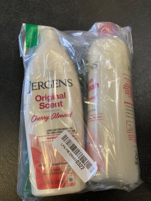 Photo 1 of Jergens Original Scent Cherry Almond Bundle: Cherry Almond Dry Skin Moisturizer 21 oz, and Softening Body Wash 22oz