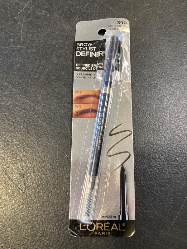 Photo 1 of L'Oreal Paris Makeup Brow Stylist Definer Waterproof Eyebrow Pencil, Ultra-Fine Mechanical Pencil, Draws Tiny Brow Hairs and Fills in Sparse Areas and Gaps, Dark Brunette, 0.003 Ounce (Pack of 1)
