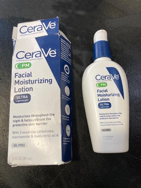 Photo 1 of CeraVe PM Facial Moisturizing Lotion, Night Cream with Hyaluronic Acid and Niacinamide, Ultra-Lightweight, Oil-Free Moisturizer for Face, 3 Ounce