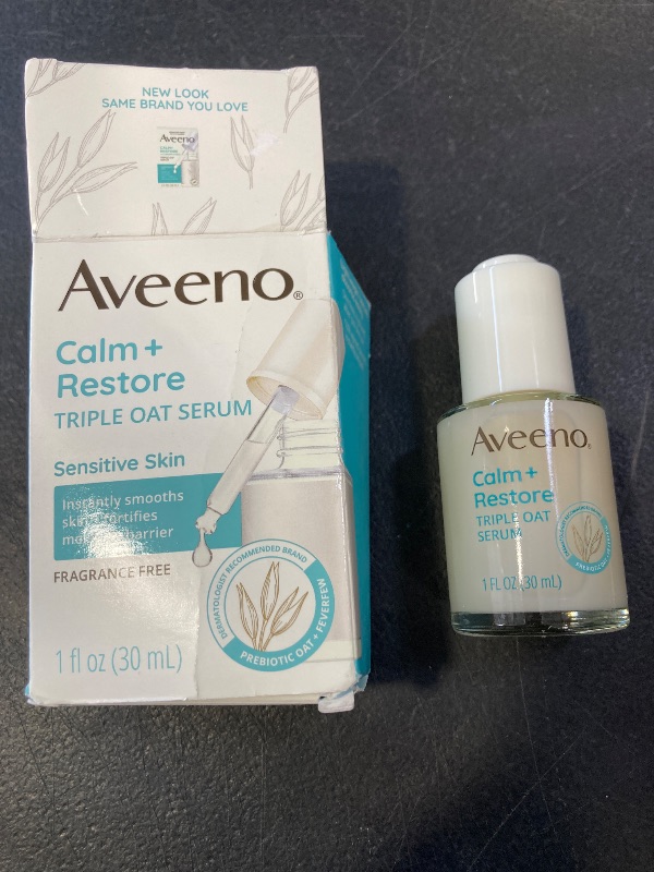 Photo 1 of Aveeno Calm + Restore Triple Oat Hydrating Face Serum for Sensitive Skin, Gentle, Lightweight Facial Serum Instantly Smooths Skin, Fast-Absorbing, Hypoallergenic & Fragrance-Free, 1 fl. oz