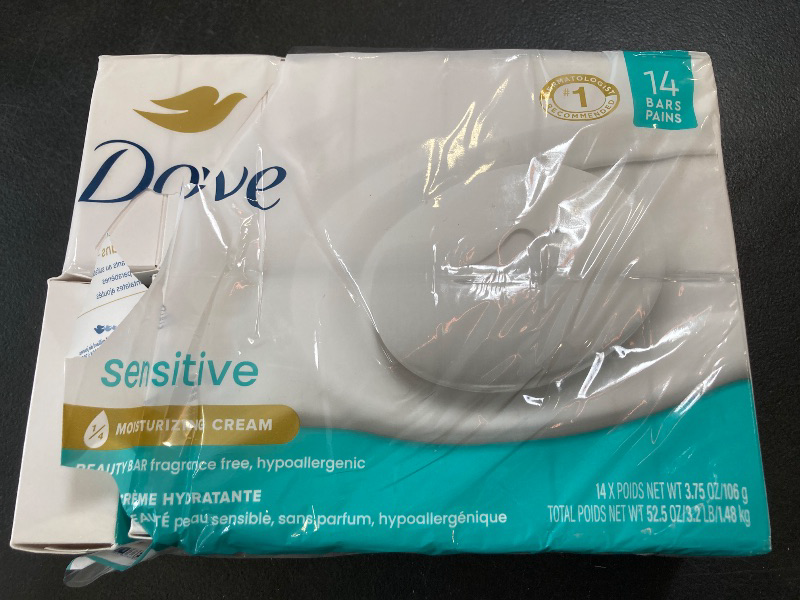 Photo 1 of Dove Beauty Bar More Moisturizing Than Bar Soap for Softer Skin, Fragrance-Free, Hypoallergenic Beauty Bar Sensitive Skin With Gentle Cleanser 3.75 oz 14 Bars