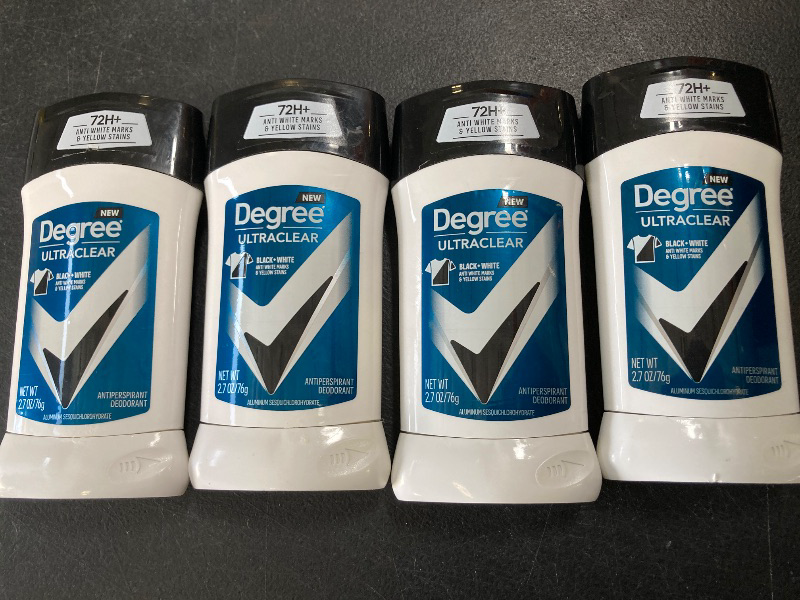 Photo 1 of Degree Men UltraClear Antiperspirant Deodorant Black + White 72-Hour Sweat & Odor Protection Antiperspirant For Men With MotionSense Technology 2.7 Ounce (Pack of 4)