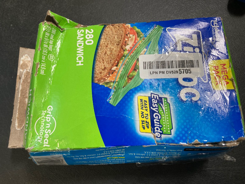 Photo 1 of Ziploc Sandwich and Snack Bags with EasyGuide Texture, Plastic Storage Bags with Grip 'n Seal Technology, 280 Bags Total