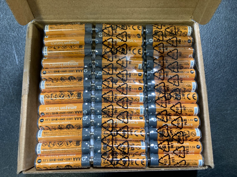Photo 1 of Amazon Basics AAA Alkaline High-Performance Batteries, 1.5 Volt, 10-Year Shelf Life, 36 Count (Pack of 1)
