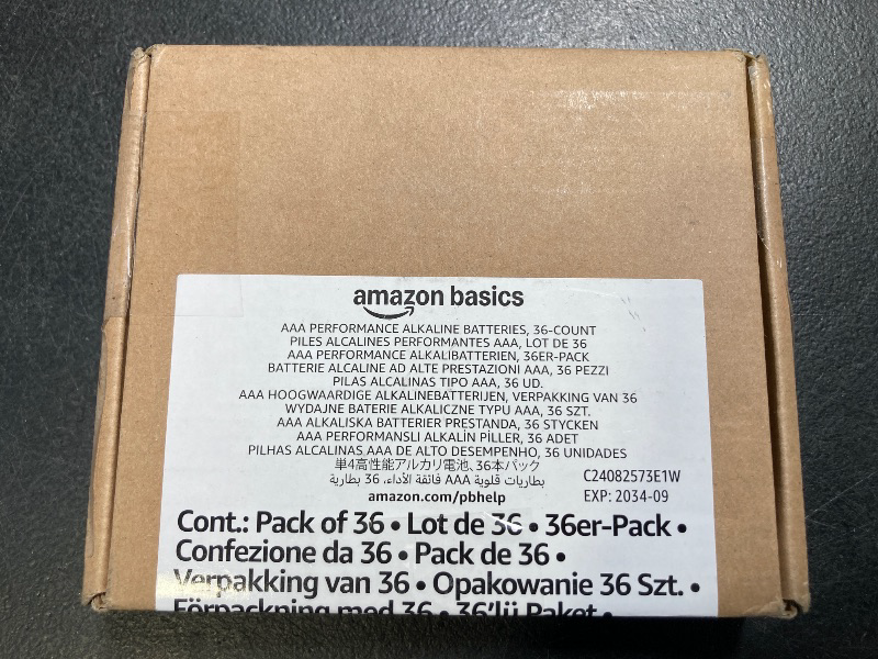 Photo 1 of Amazon Basics AAA Alkaline High-Performance Batteries, 1.5 Volt, 10-Year Shelf Life, 36 Count (Pack of 1)
