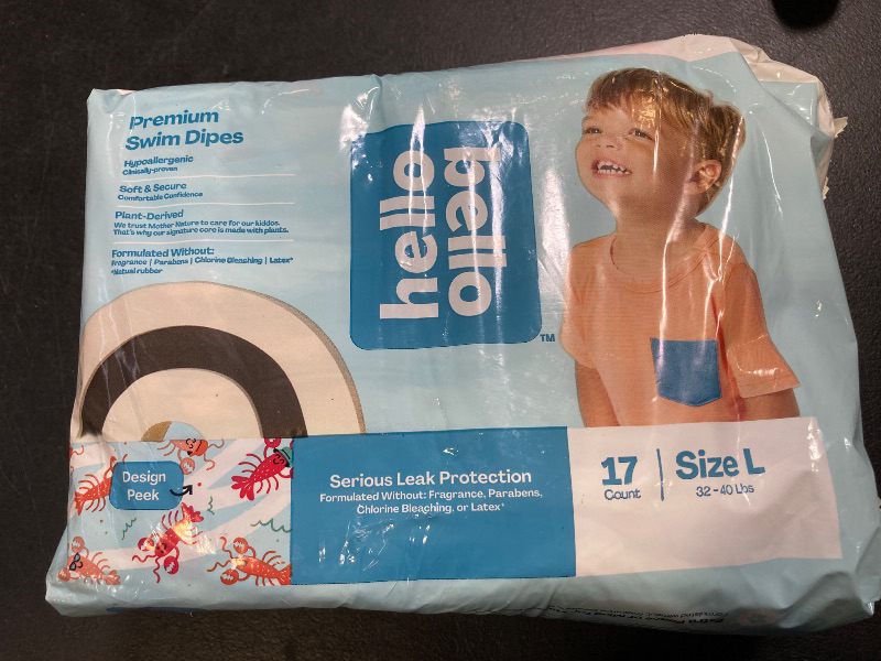 Photo 1 of Hello Bello Premium Swim Diapers - Size L (32-40 lbs), Cute Extra-Bright Lobster Designs, 17 Count Jumbo Pack