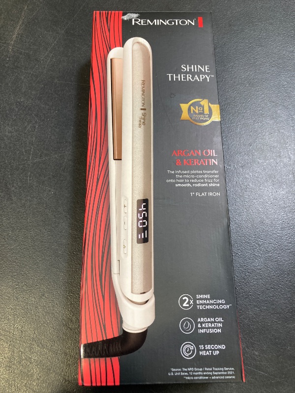Photo 1 of Remington Shine Therapy 1 inch Hair Straightener Iron, Flat Iron Infused with Argan Oil & Keratin, Professional Ceramic Flat Iron for Less Frizz, Shines and Smooth, Styling Tools