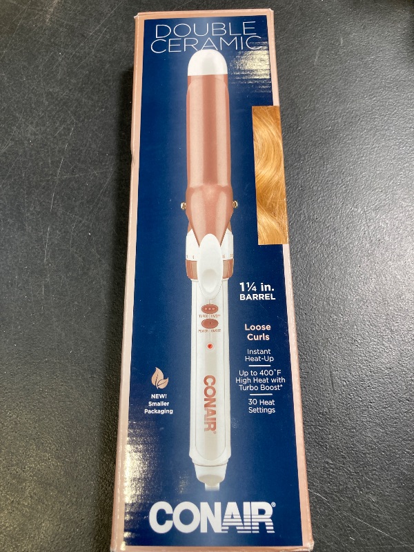 Photo 1 of Conair Double Ceramic 1 1/4-Inch Curling Iron, 1 ¼ inch barrel produces loose curls – for use on medium and long hair